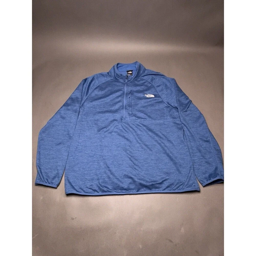 The North Face Pullover Mens XXL Heather Blue Fleece 1/4 Zip Long Sleeve Outdoor